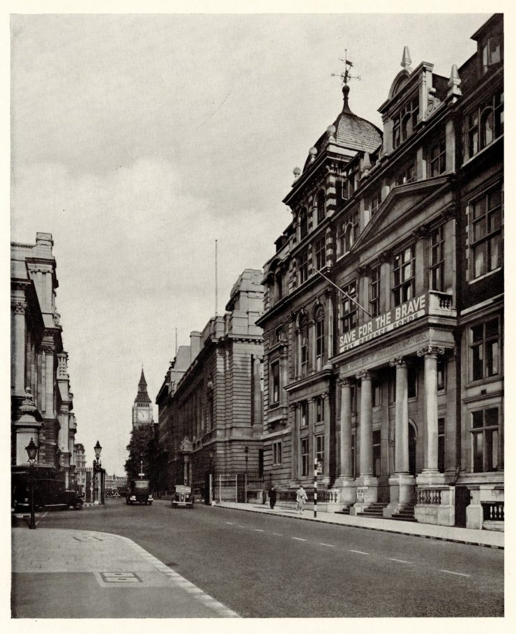 Black and white photograph showing the IMechE at One Birdcage Walk during the Second World War